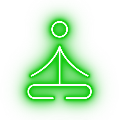 Neon green meditation icon